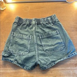Women's Green/Blue Faded Wash Denim Shorts